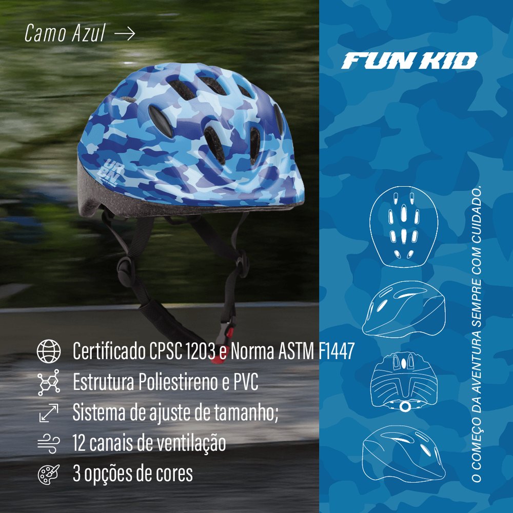 Capacete Fun Kid Camo Azul 4