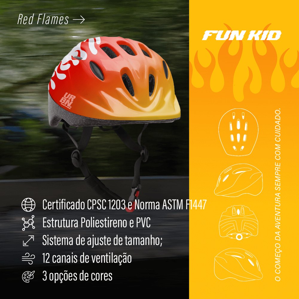 Capacete Fun Kid Red Flames 4