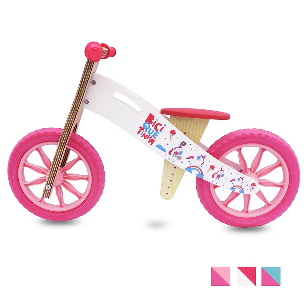 Bicicleta de Equilíbrio Unicórnio Rosa